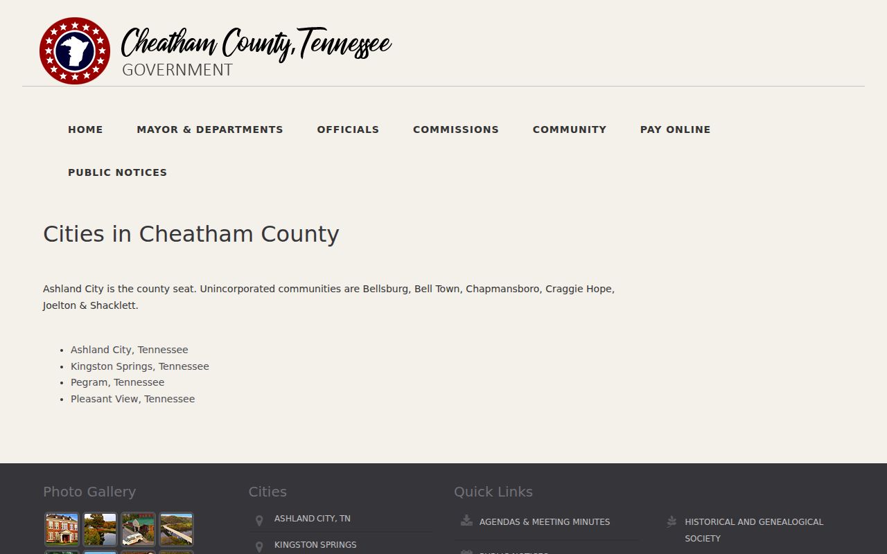 Official list of Pegram and the other incorporated Cheatham County cities