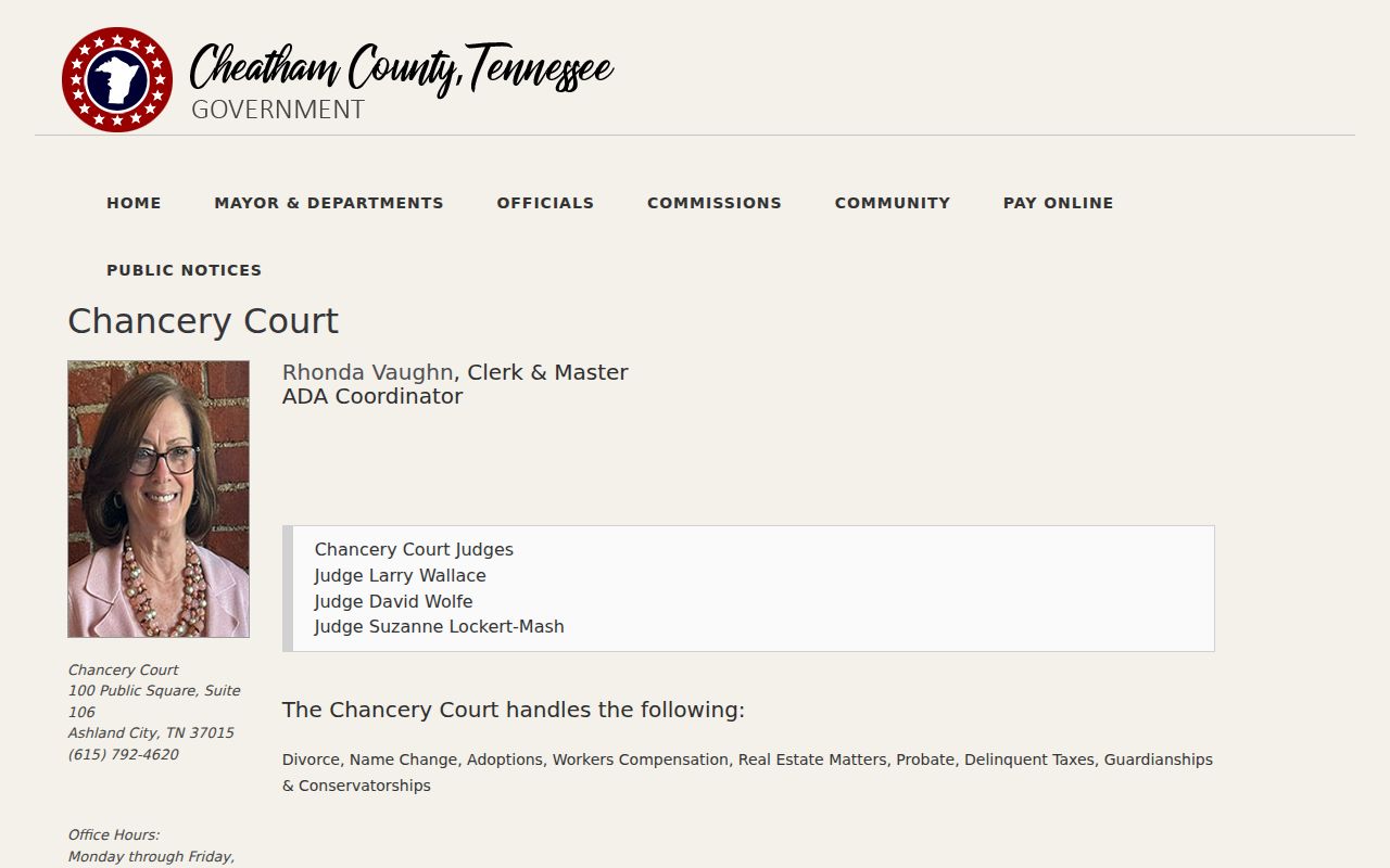 Cheatham County Chancery Court record contact