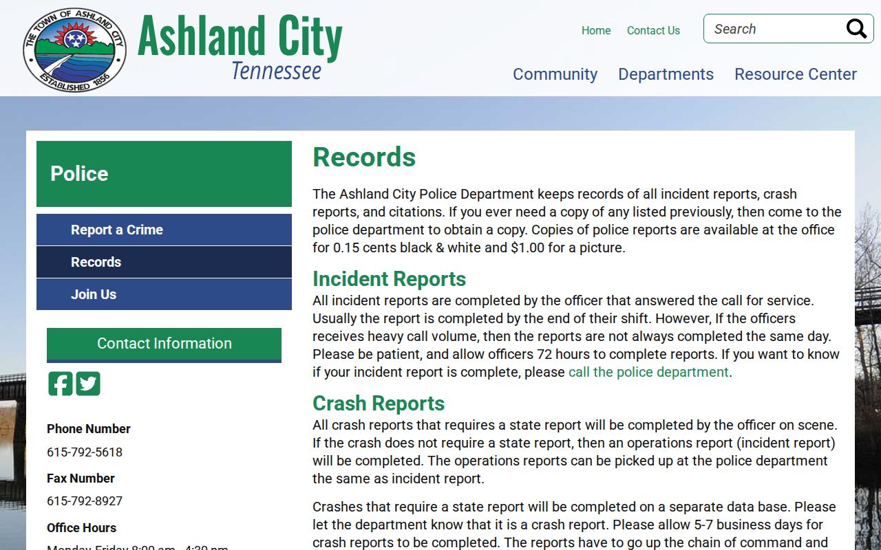 Ashland City police citation and warrant record routing