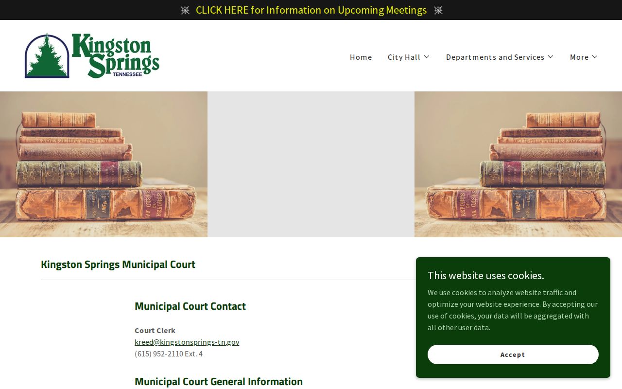 Kingston Springs municipal court meeting schedule and venue