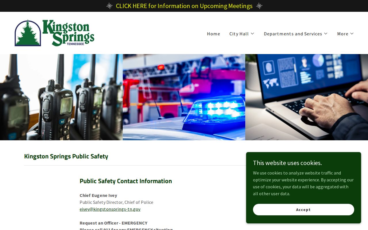 Kingston Springs Public Safety office and local Sheriff coordination
