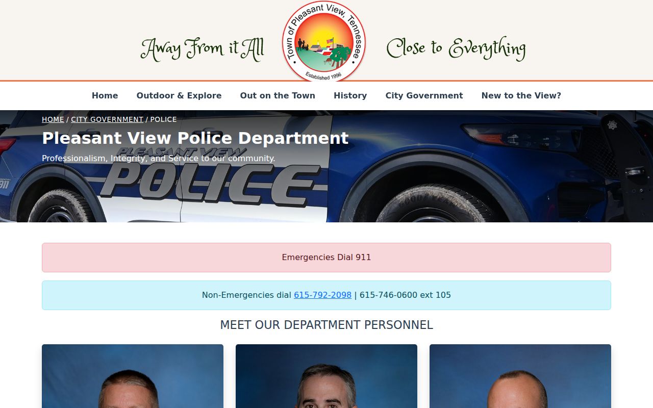Pleasant View police contact route for city records and public-safety matters