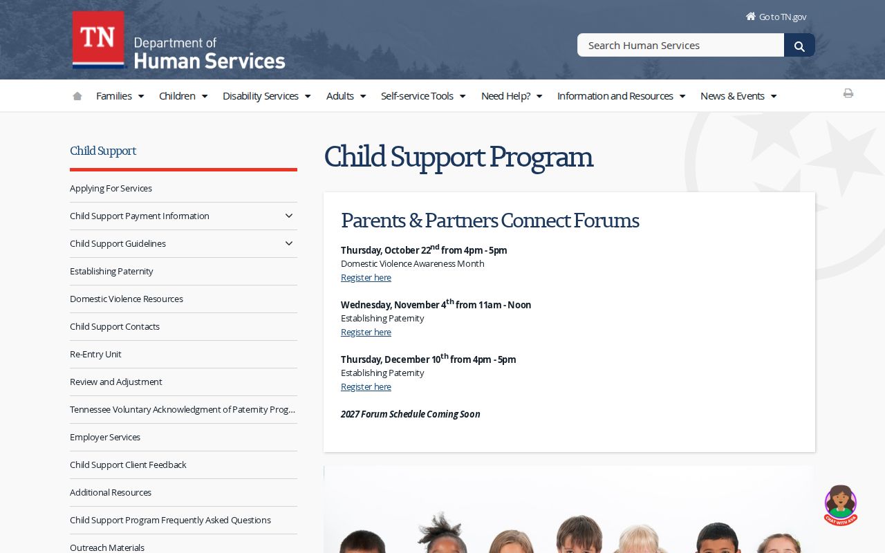 Tennessee child-support office routing relevant to court process in Cheatham County