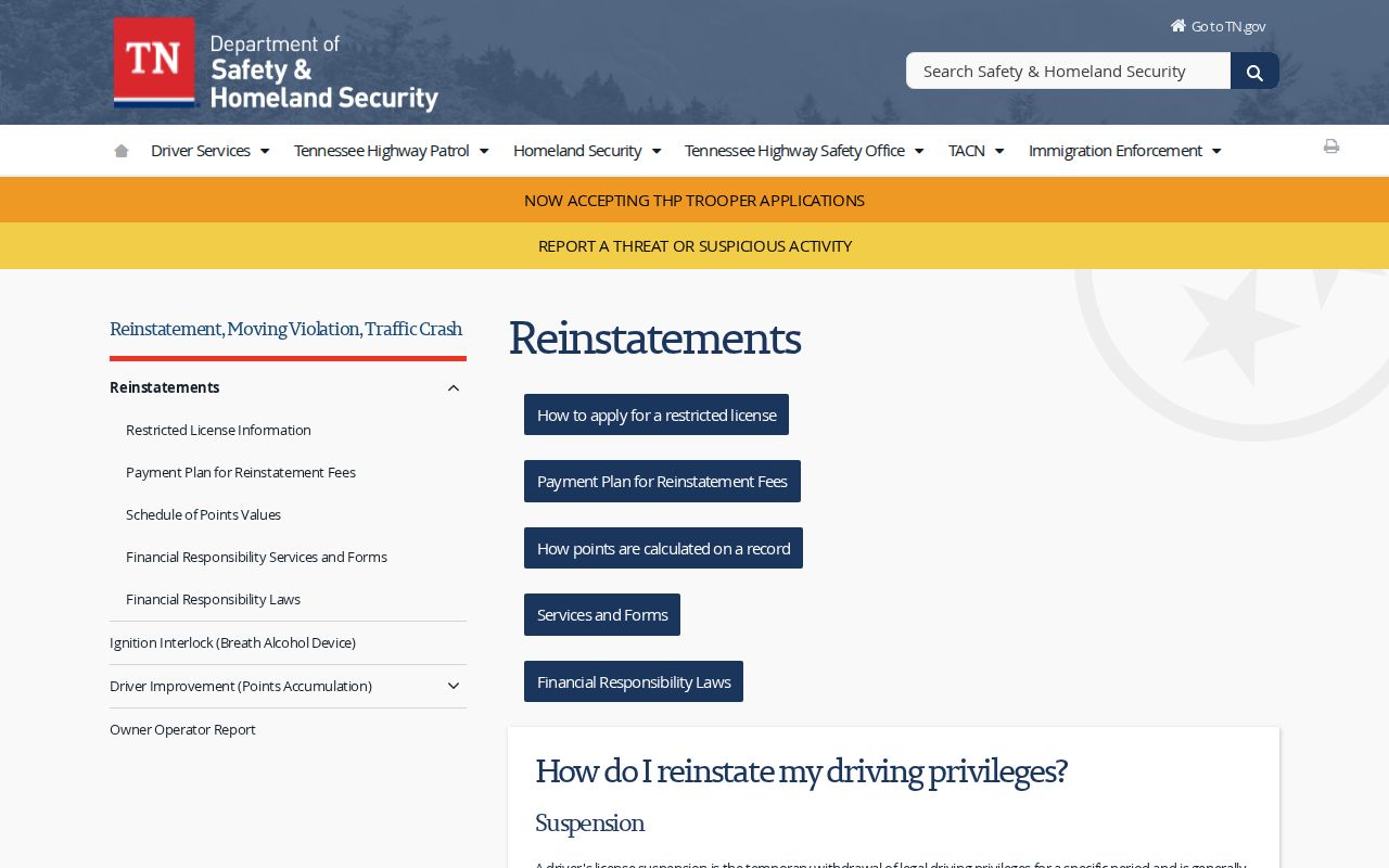Tennessee license reinstatement steps after a Cheatham County traffic court release